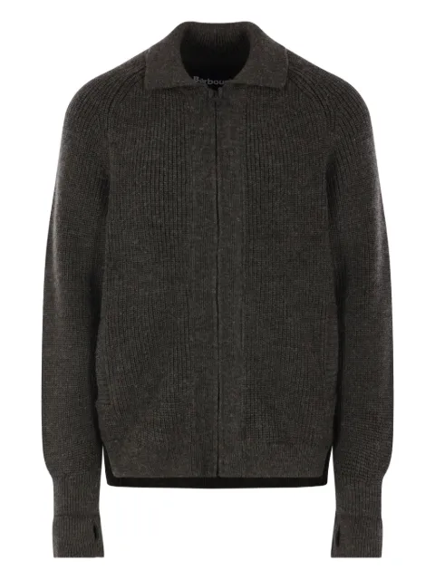 Barbour zip-fastening ribbed-knit cardigan