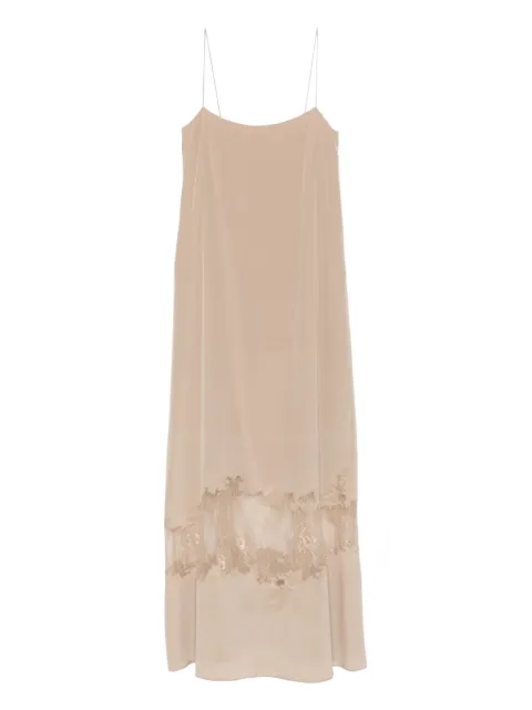 STAUD slip dress midi con ribete de encaje