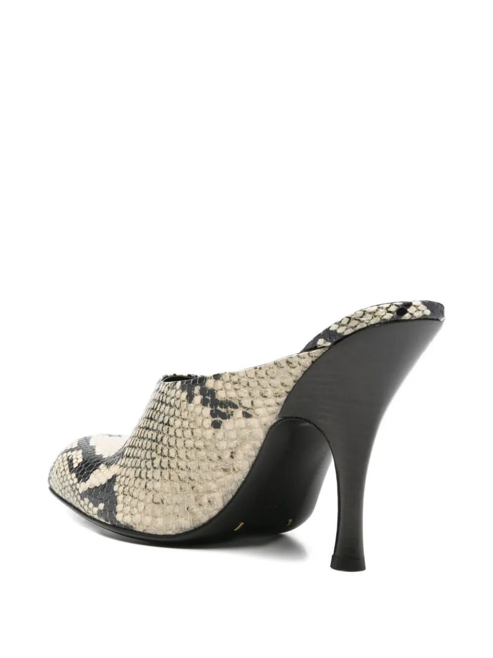 KHAITE snakeskin-effect heeled mules Beige