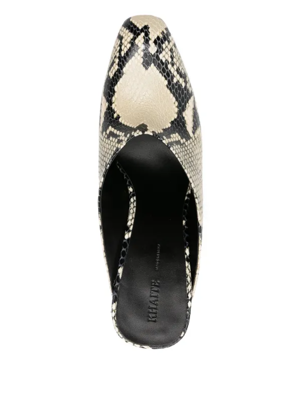 KHAITE snakeskin-effect Heeled Mules | Neutrals | FARFETCH