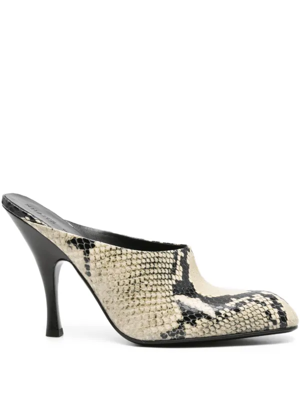 Khaite Snakeskin-effect Heeled Mules in Neutrals