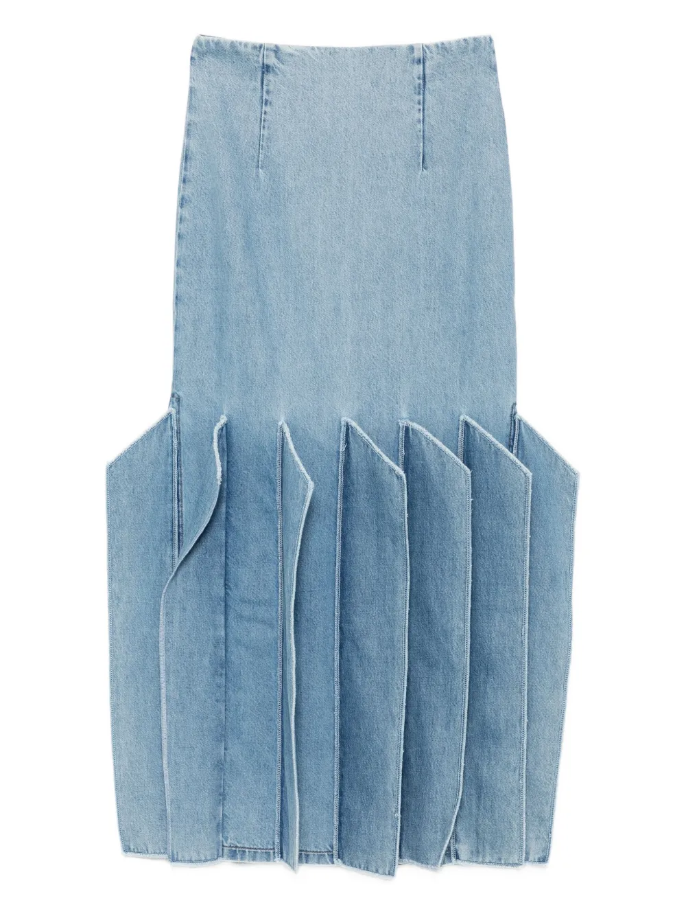 A.W.A.K.E. Mode structured-hem midi denim skirt - ブルー A.W.A.K.E. Mode structured-hem midi denim skirt - ブルー