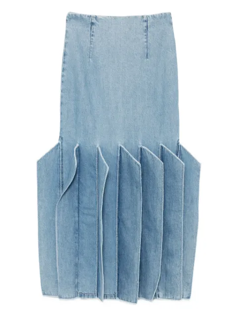 A.W.A.K.E. Mode structured-hem midi denim skirt