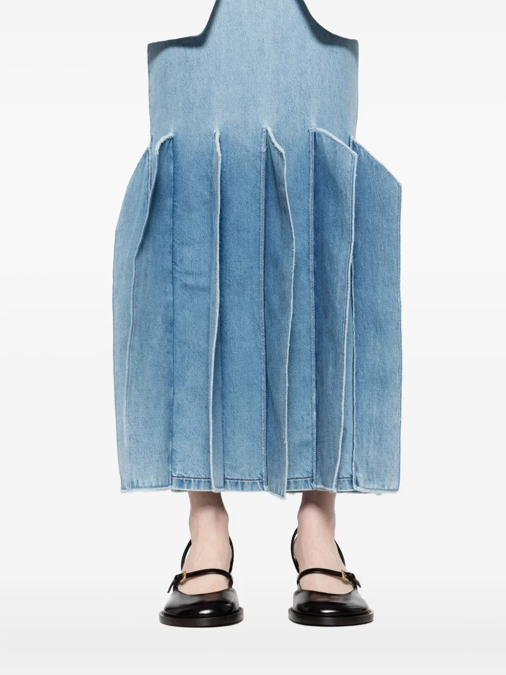A.w.a.k.e. A. W.a. K.e. Mode Denim Skirt With Panel Detail Mid Blue In Blue