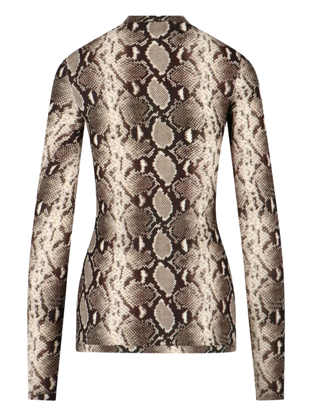 Duran Lantink snakeskin-print high-neck top | Brown | Image 1