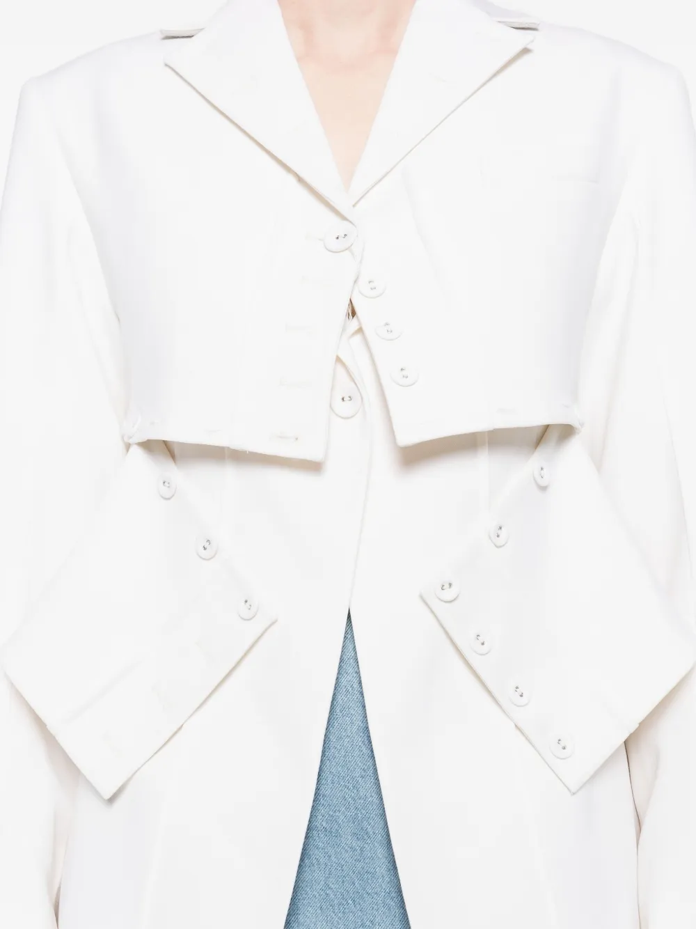 Rokh Button-down Deconstructed Blazer In White