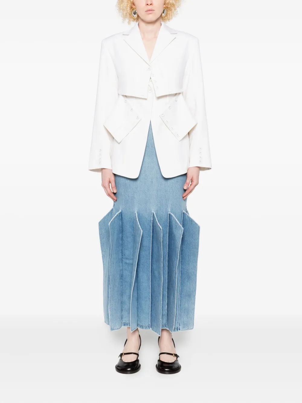 Rokh Button-down Deconstructed Blazer In White