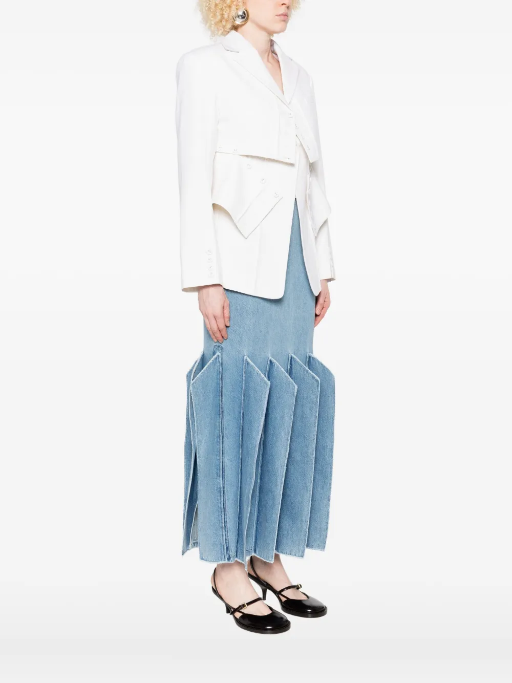 Rokh Button-down Deconstructed Blazer In White