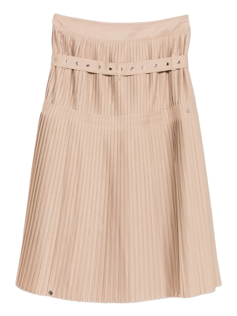 Rokh Pleated Belted Midi Skirt In Neutral