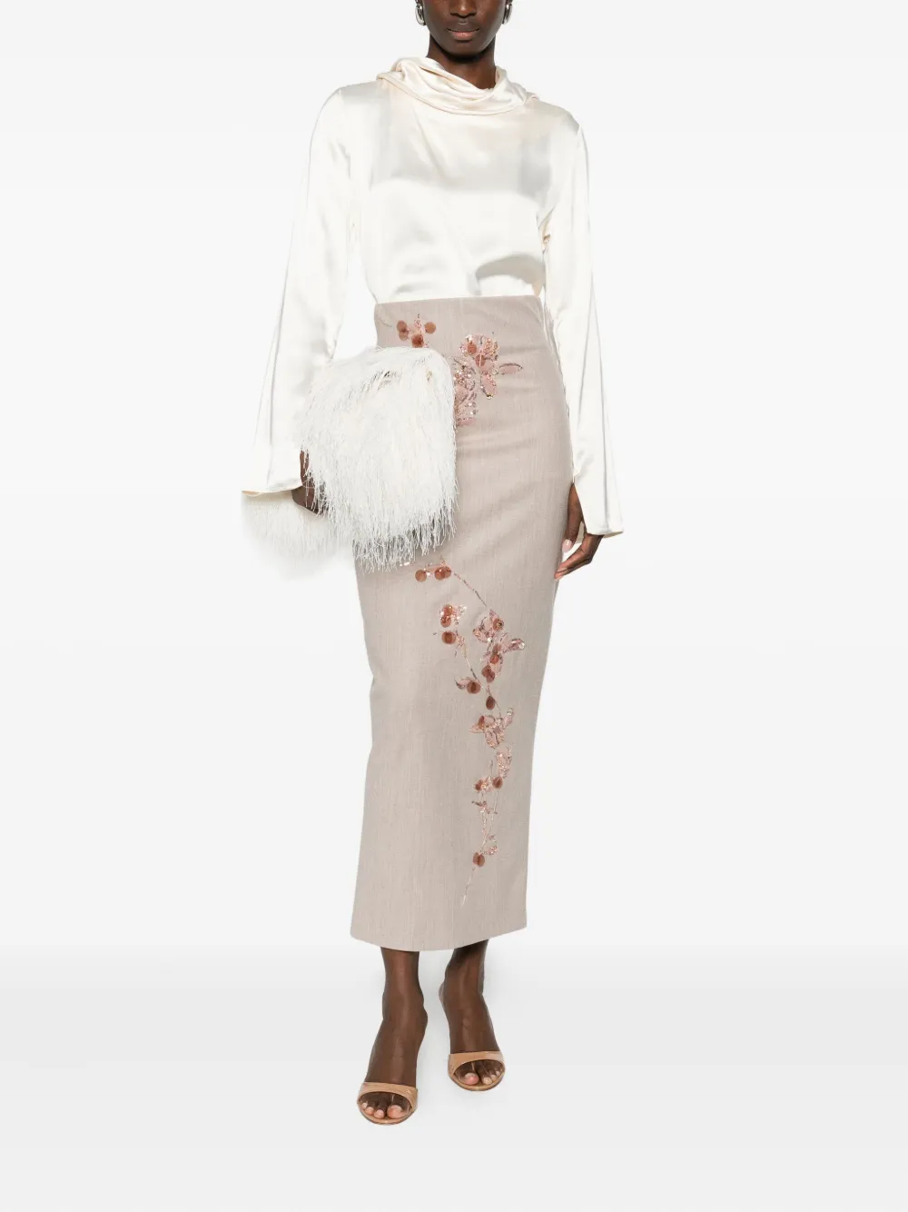 Alberta Ferretti Maxi-rok met pailletten - Beige