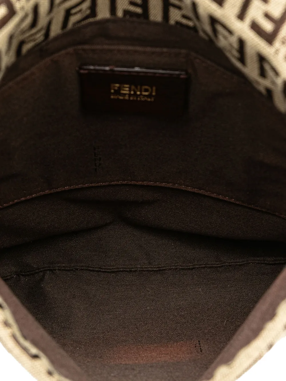 Pre-owned Fendi 2010-2025 Zucchino Canvas Crossbody Bag In Brown