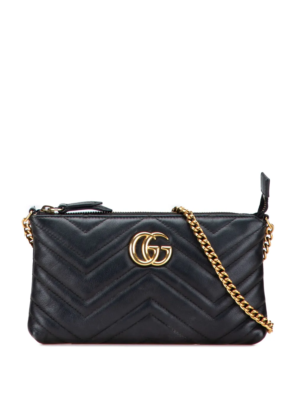 Gucci Pre-Owned 2016-2025 Mini GG Marmont Matelasse Leather Wallet On Chain crossbody bag | Black | Image 1