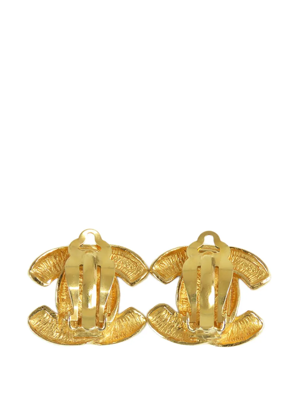 CHANEL Pre-Owned 20th Century Gold Plated Quilted CC Clip On Earrings costume earrings | Image 2