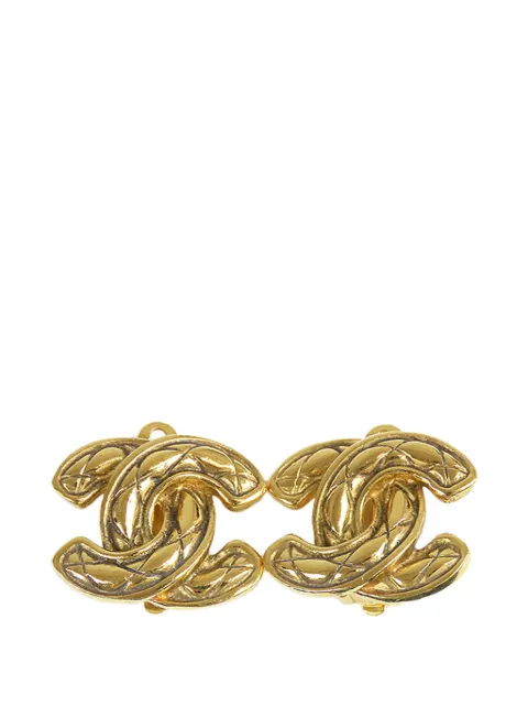 CHANEL Pre-Owned 20th Century Gold Plated Quilted CC Clip On Earrings costume earrings