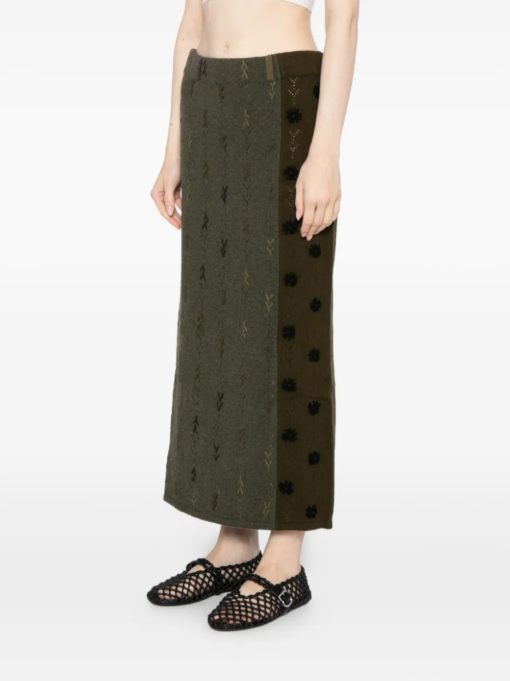 Yanyan Knits Embroidered Skirt In Green