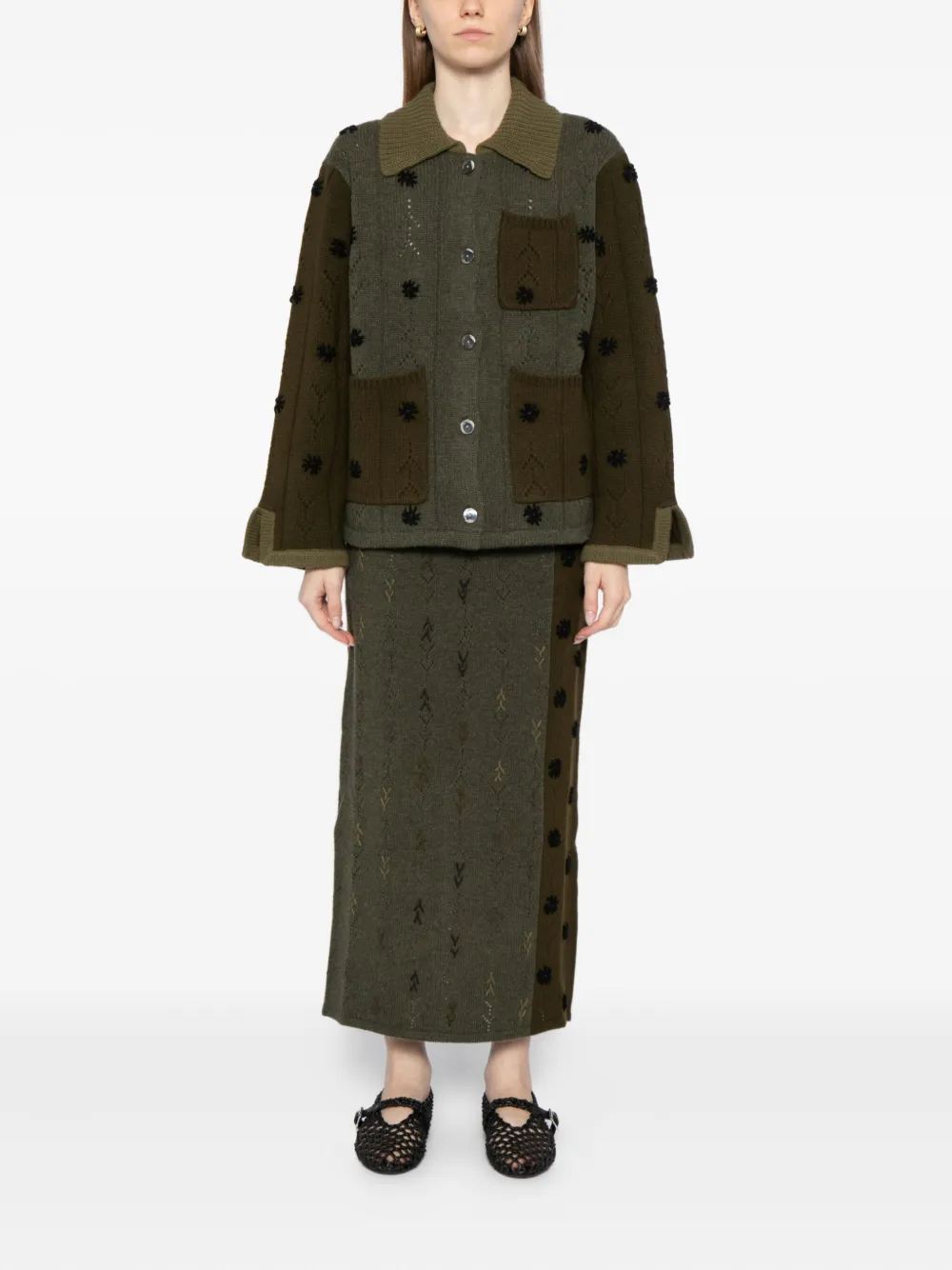 YANYAN KNITS embroidered skirt - Groen