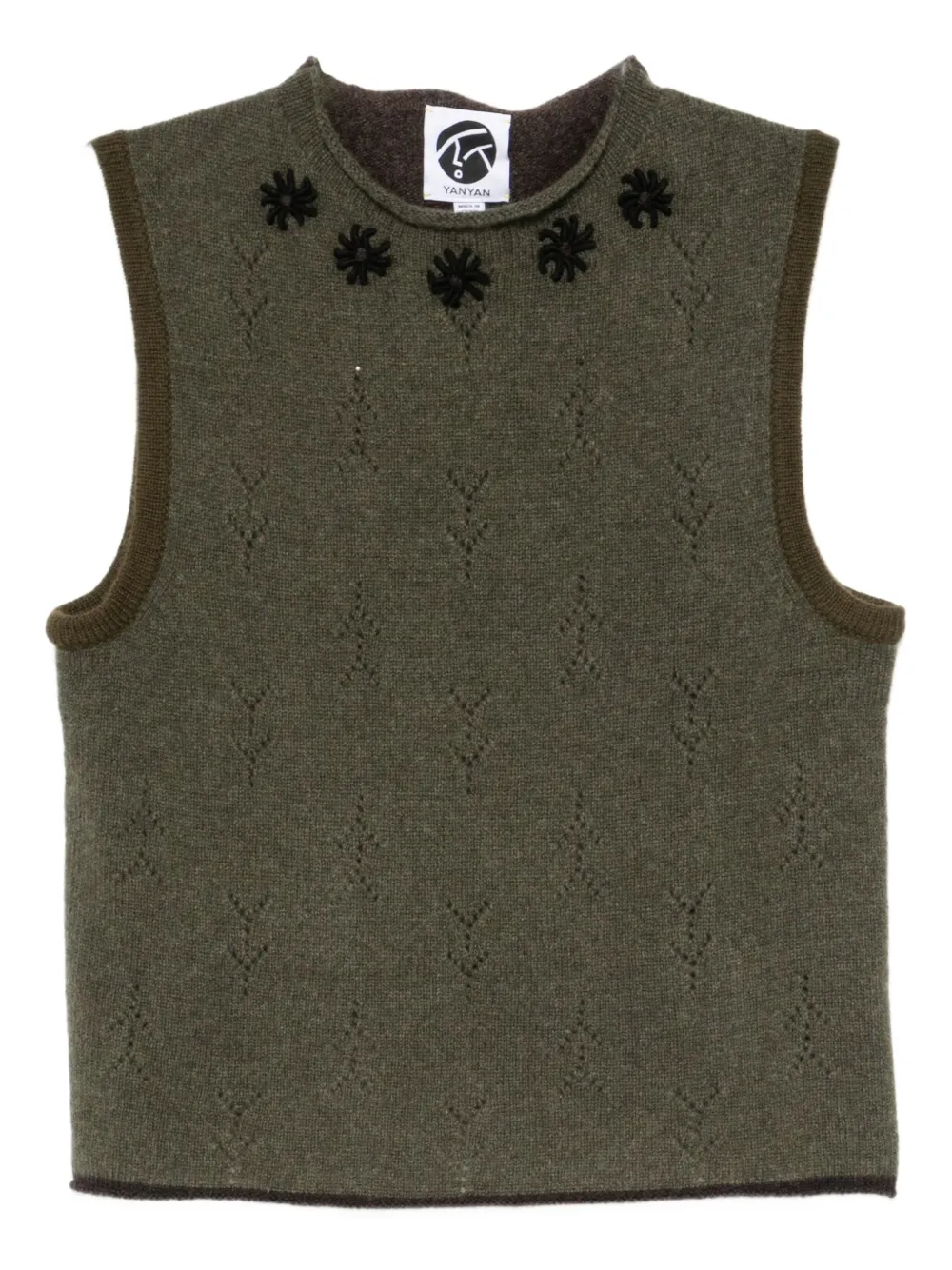 YANYAN KNITS floral-embroidered vest | Green | Image 1