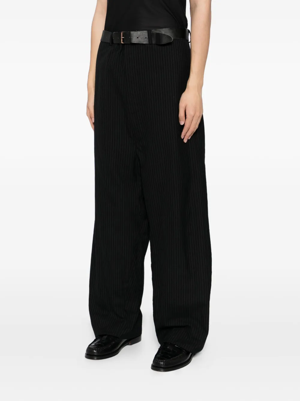 Paul Harnden Striped Trousers In Black