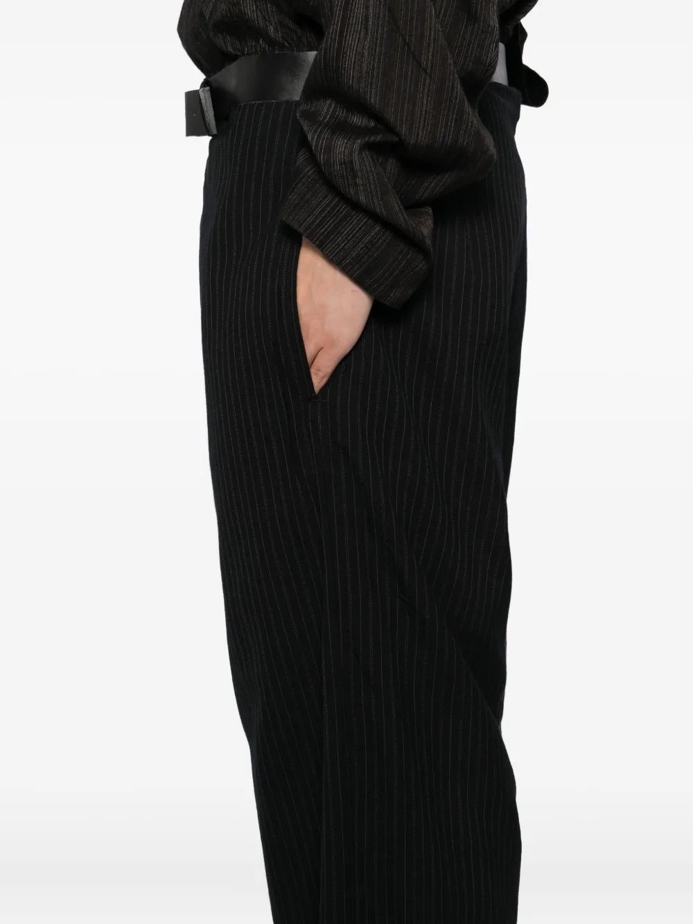 Paul Harnden Striped Trousers In Black