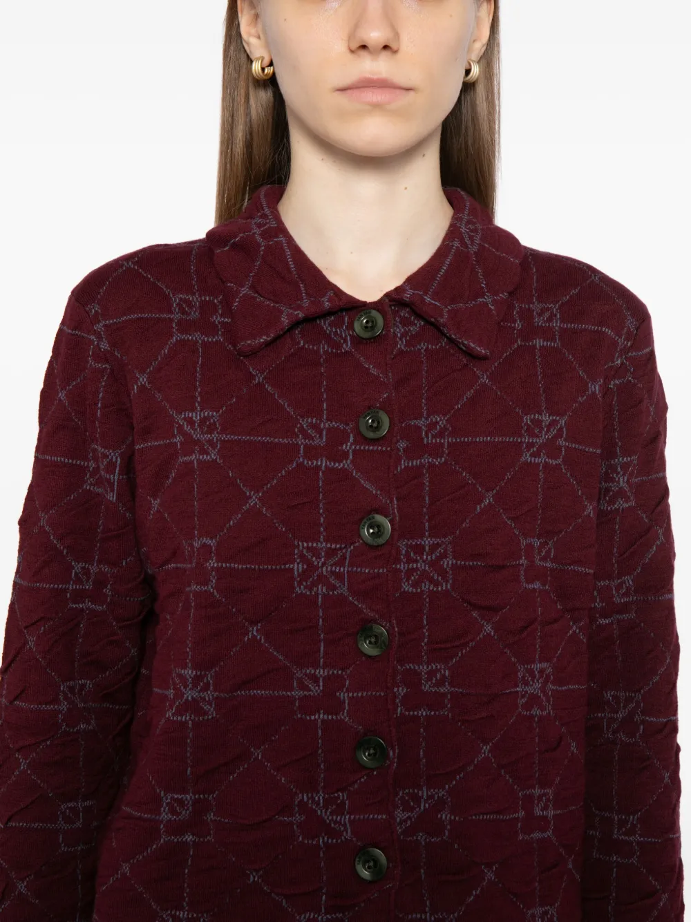 Yanyan Knits June Cardigan In Burgundy