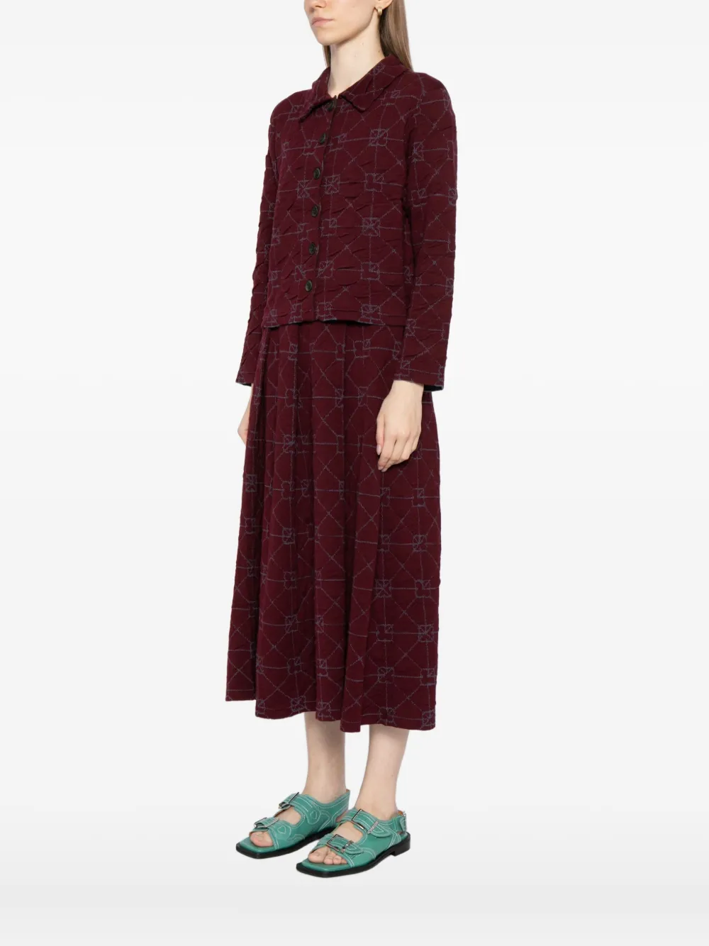 Yanyan Knits June Cardigan In Burgundy
