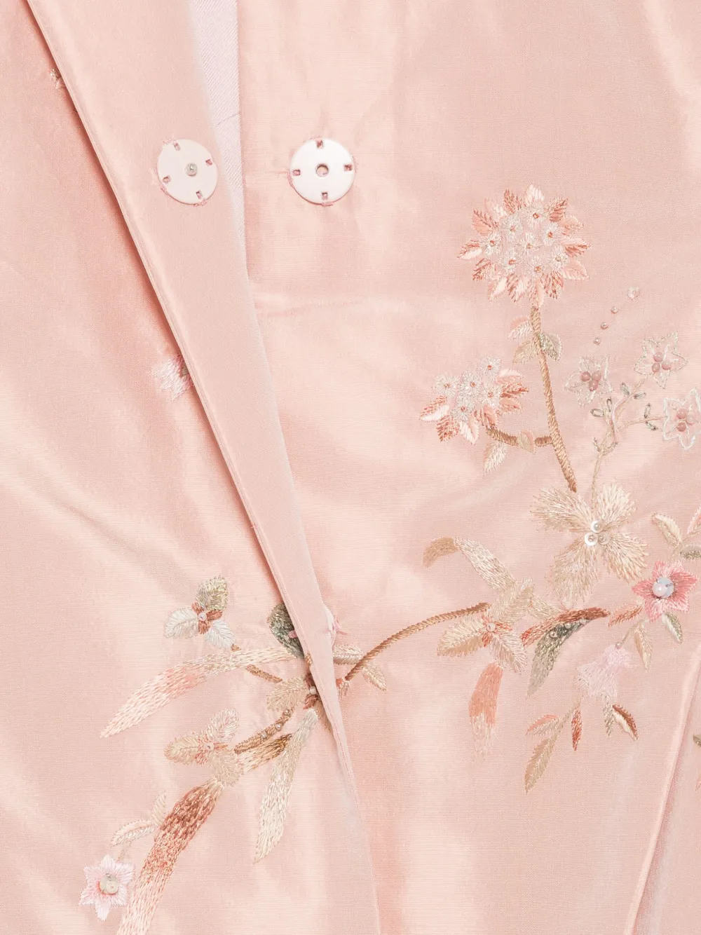 Shiatzy Chen Scape-of-curve Embroidered Coat In Pink