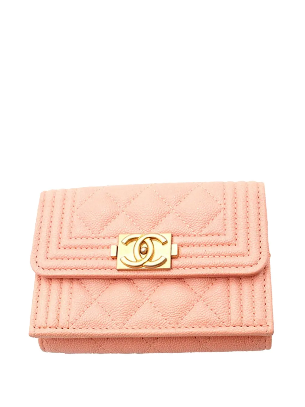 CHANEL Pre-Owned 2019 マトラッセ キャビア ボーイ フラップ ウォレット 財布 - ピンク CHANEL Pre-Owned 2019 マトラッセ キャビア ボーイ フラップ ウォレット 財布 - ピンク