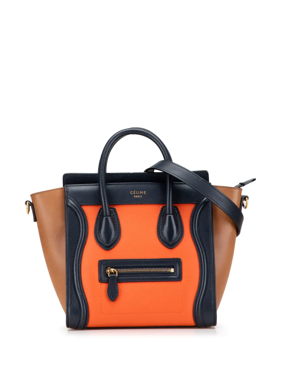 Celine Pre-Owned 2014 トリカラー ラゲージ レザーサッチェルバッグ ナノ - マルチカラー Celine Pre-Owned 2014 トリカラー ラゲージ レザーサッチェルバッグ ナノ - マルチカラー