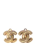 CHANEL Pre-Owned 1950-1970 CC Gold Plated Quilted Clip on Earrings costume earrings