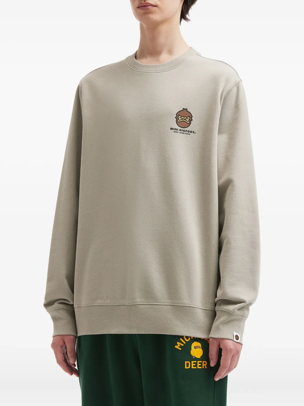 FINGERCROXX Sweater met ronde hals en bigfoot-print - Beige