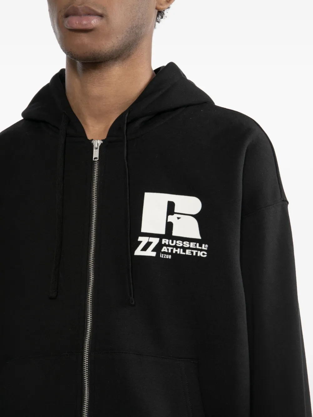 izzue x Russell Athletic hoodie met geborduurd logo Zwart