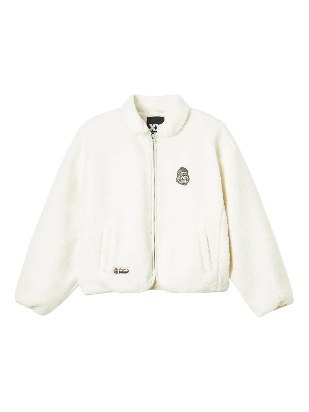Fingercroxx Embroidered Fleece Jacket In White