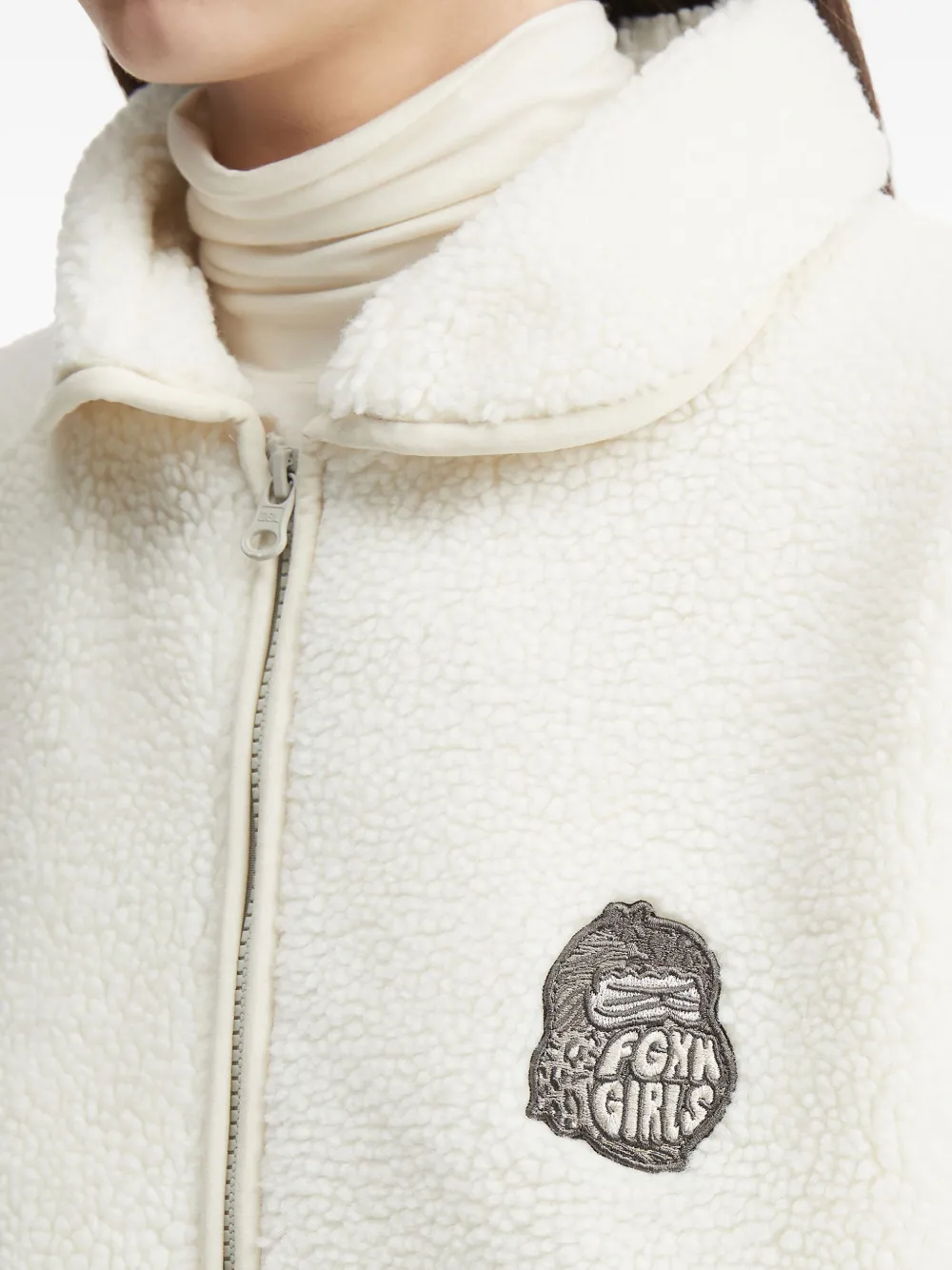 Fingercroxx Embroidered Fleece Jacket In White