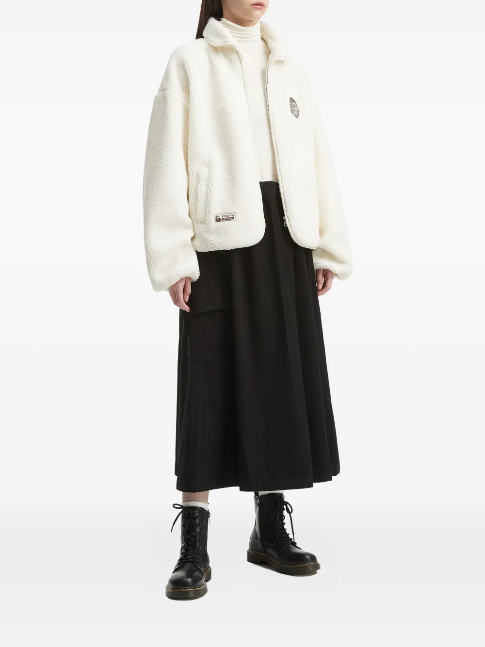 Fingercroxx Embroidered Fleece Jacket In White