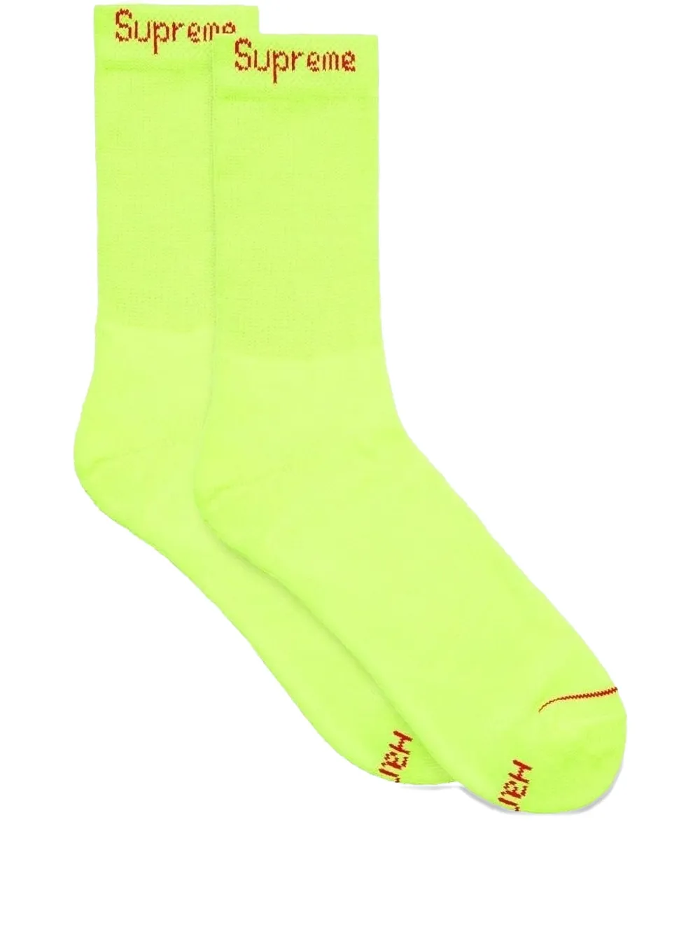 Supreme Hanes Logo-jacquard Socks (pack Of Two) In Yellow