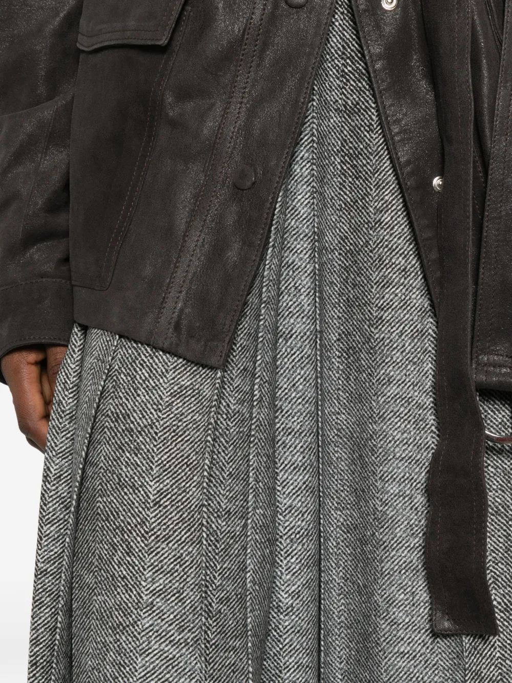 Ermanno Scervino Midi-plooirok met visgraat patroon Grijs