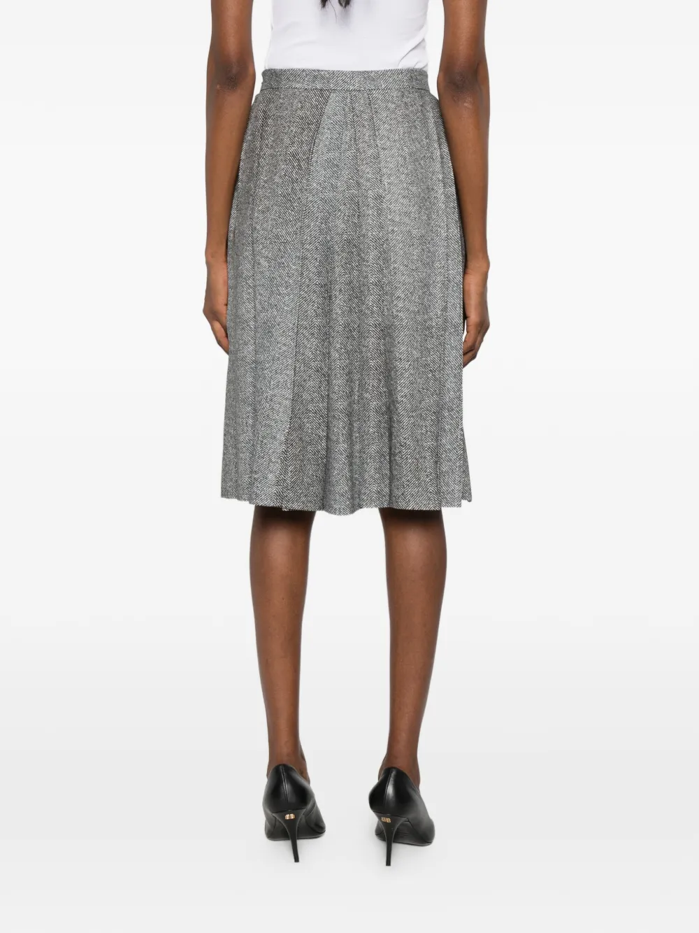 Ermanno Scervino Midi-plooirok met visgraat patroon Grijs