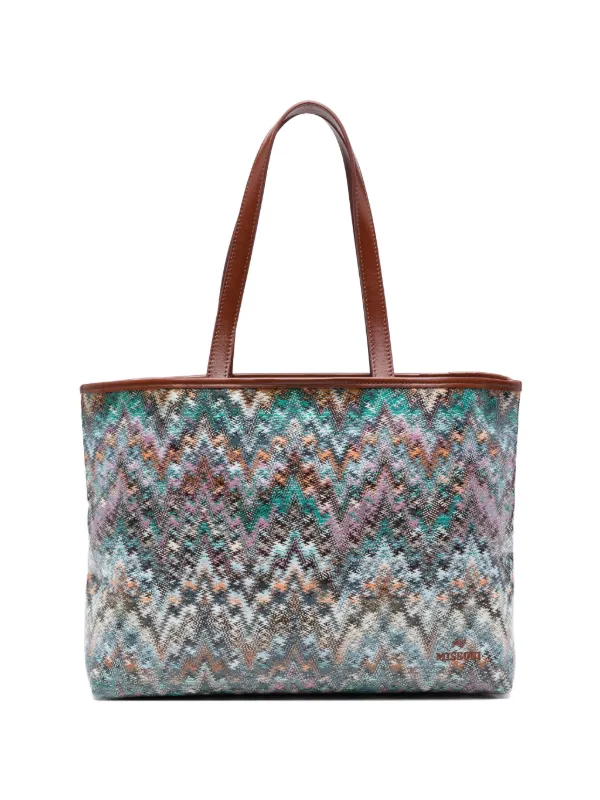Missoni Large Zigzag Handle Tote Bag in Blue