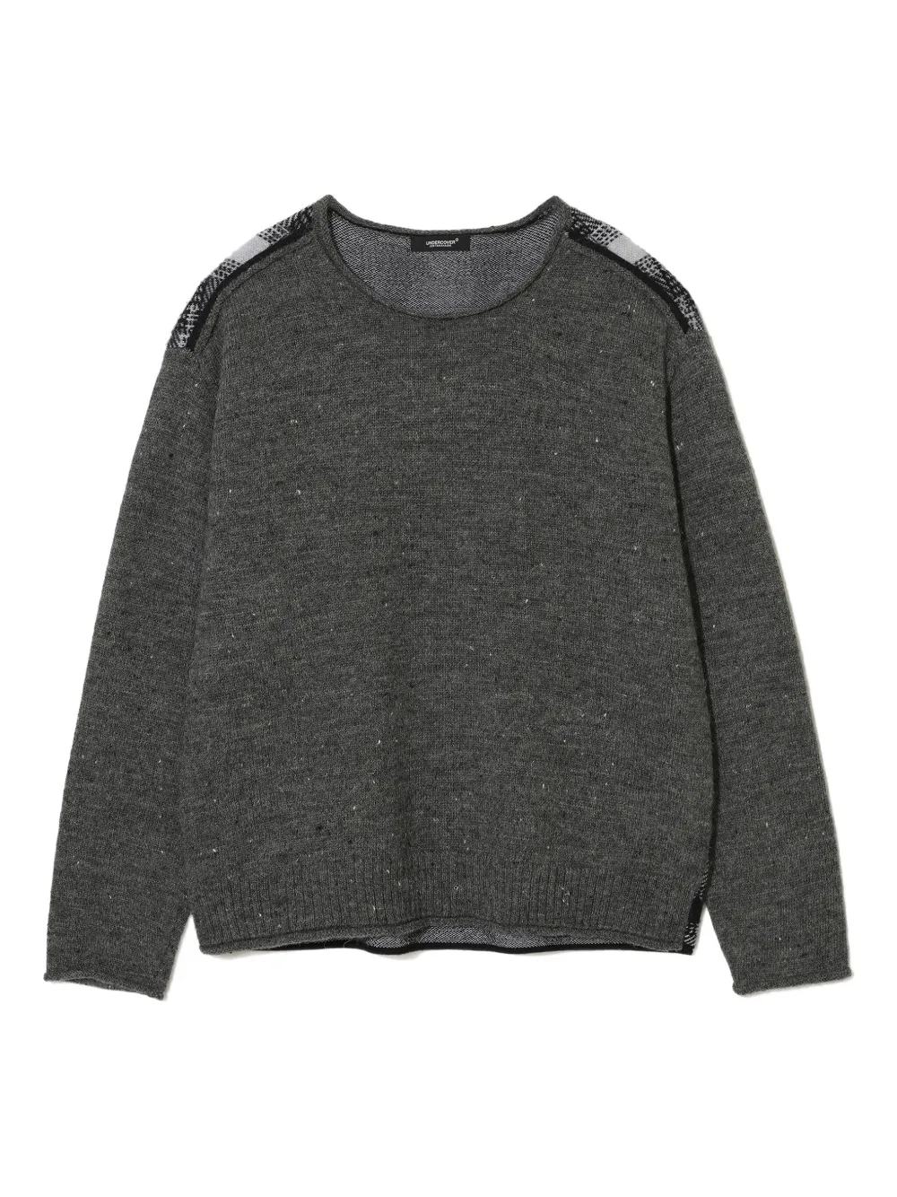 Undercover Checked-panel Wool Sweater In Gray