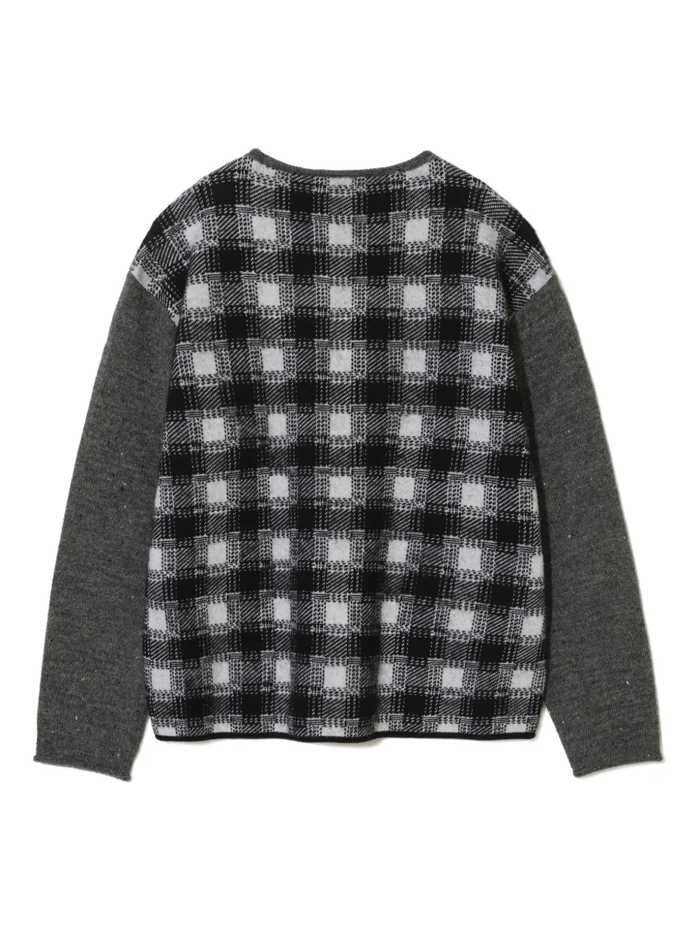 Undercover Checked-panel Wool Sweater In Gray