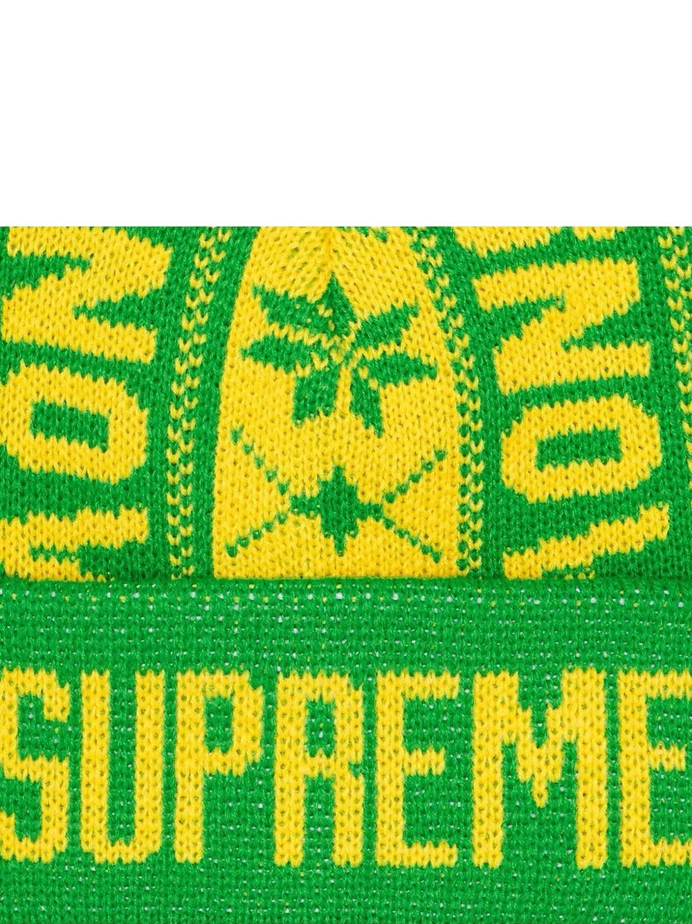 Supreme pompom-detail patterned-jacquard beanie - Groen