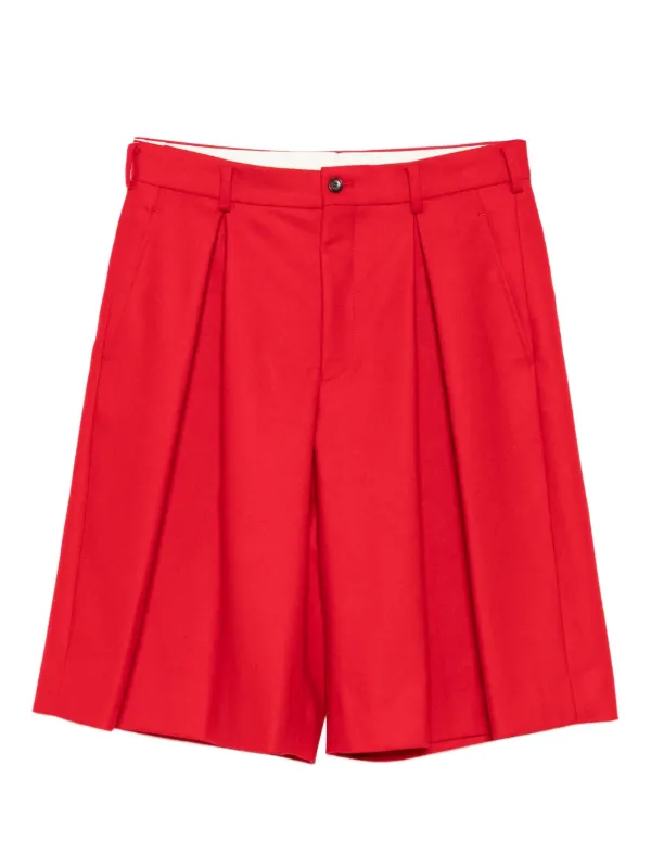 Comme des Garçons Wool Shorts in Red