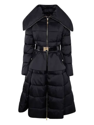 Elisabetta Franchi Belted Quilted Coat | Black | FARFETCH