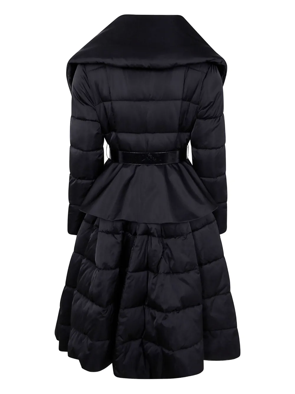 Elisabetta Franchi Belted Quilted Coat In Black