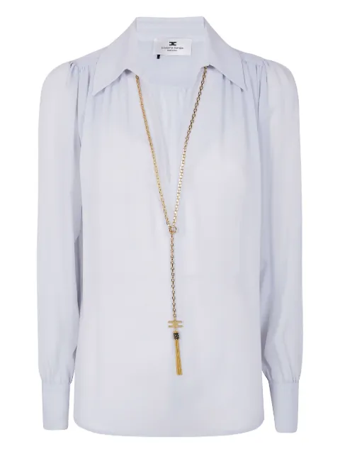 Elisabetta Franchi blusa con mangas farol y detalle de cadena