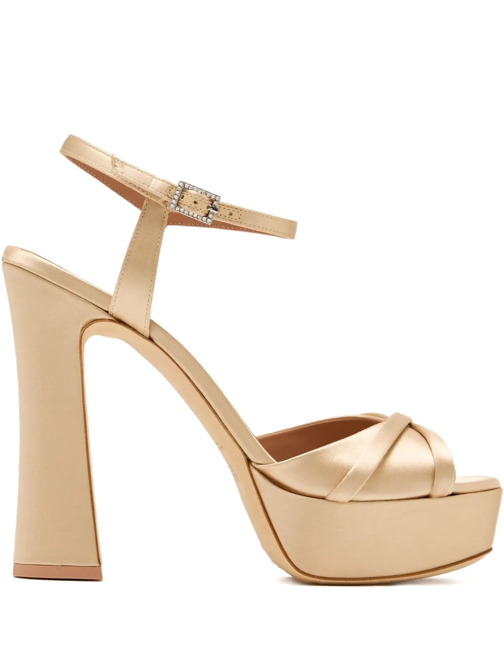 Malone Souliers 125mm satin platform buckle sandals Neutrals