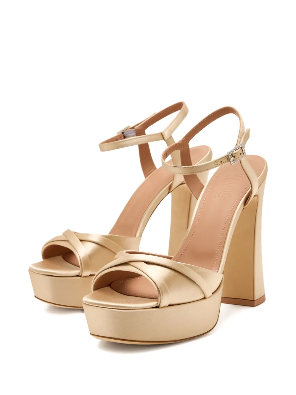 Malone Souliers 125mm satin platform buckle sandals Neutrals