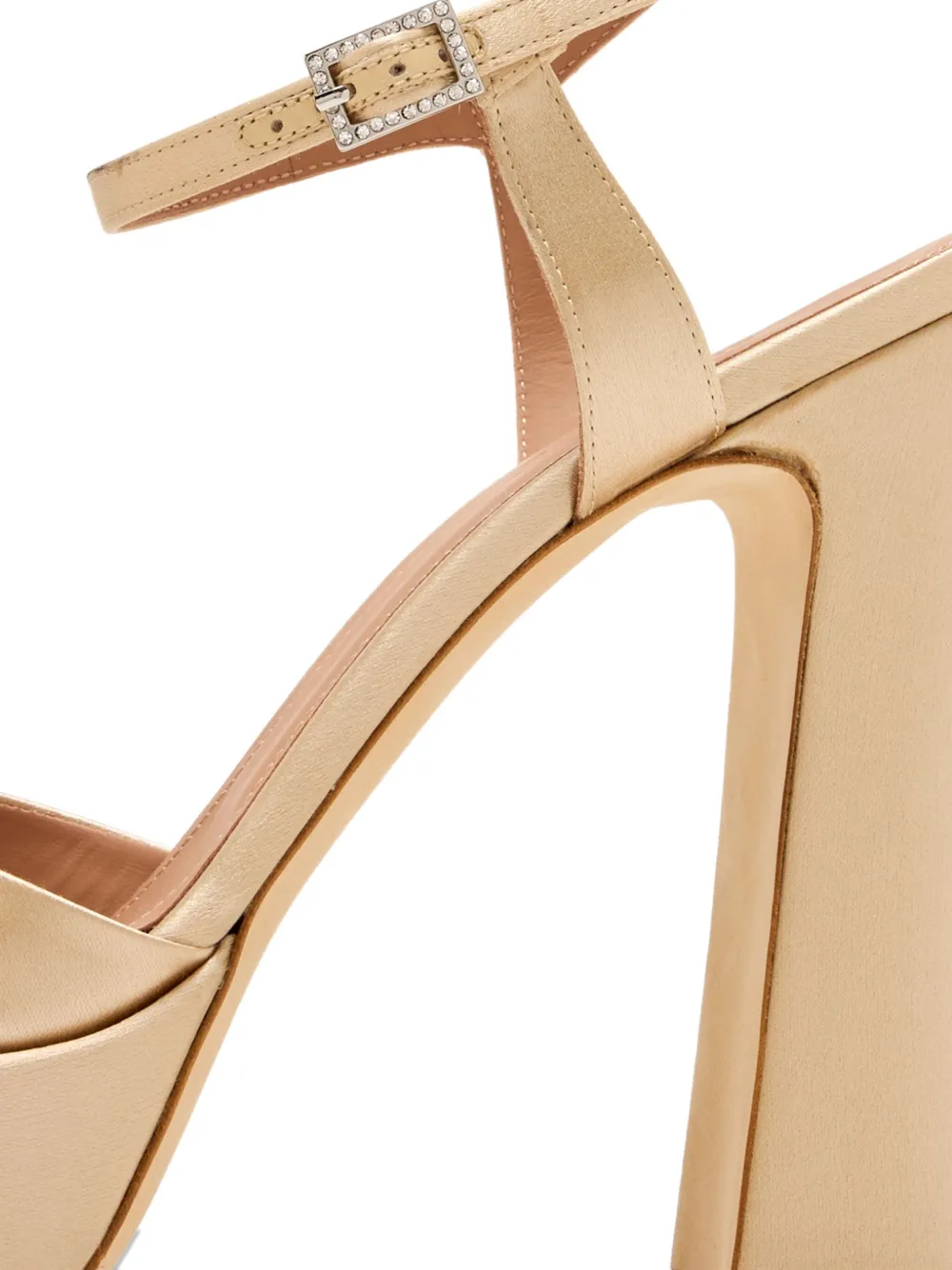 Malone Souliers 125mm satin platform buckle sandals Neutrals