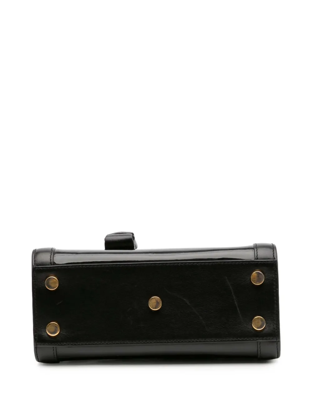 Pre-owned Saint Laurent 2014 Nano Patent And Calfskin Sac De Jour Satchel In Black