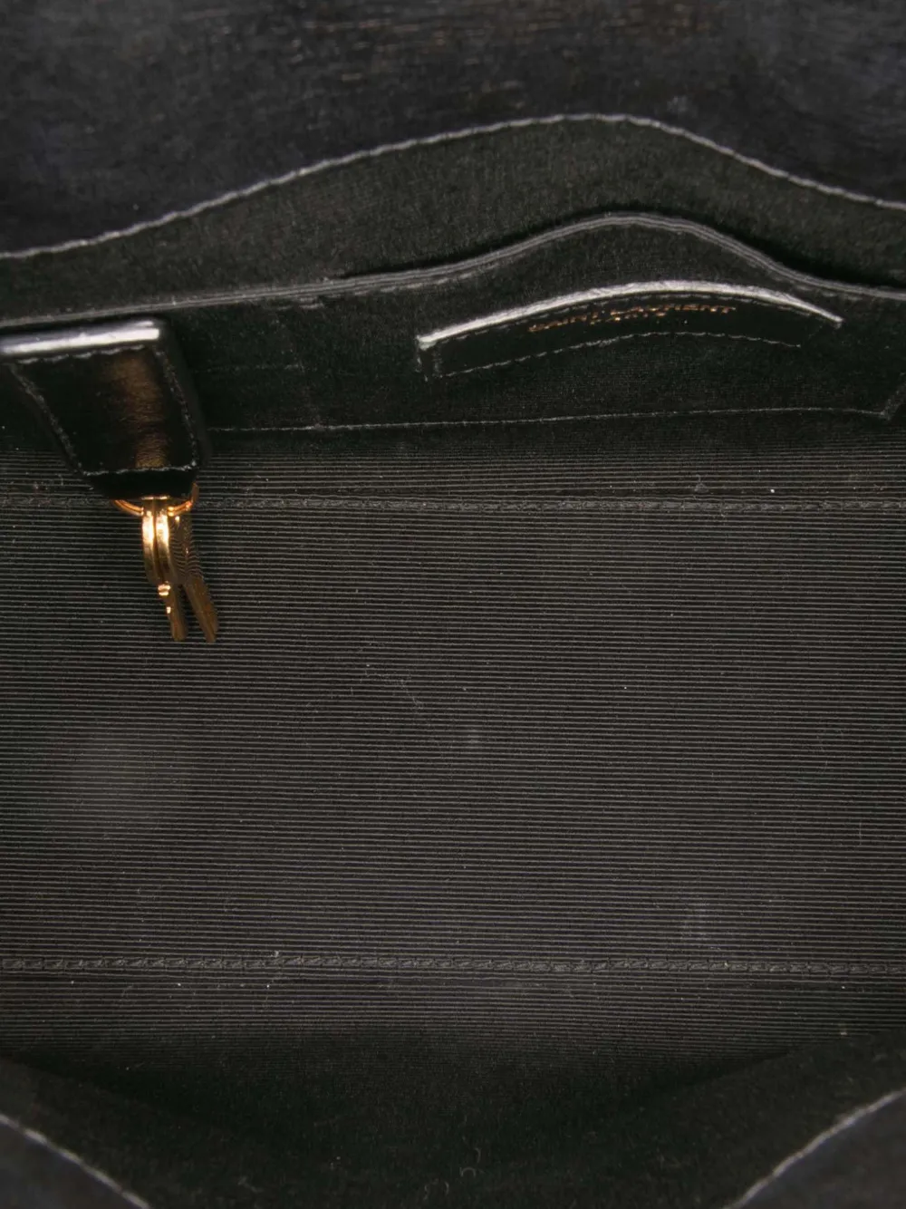 Pre-owned Saint Laurent 2014 Nano Patent And Calfskin Sac De Jour Satchel In Black